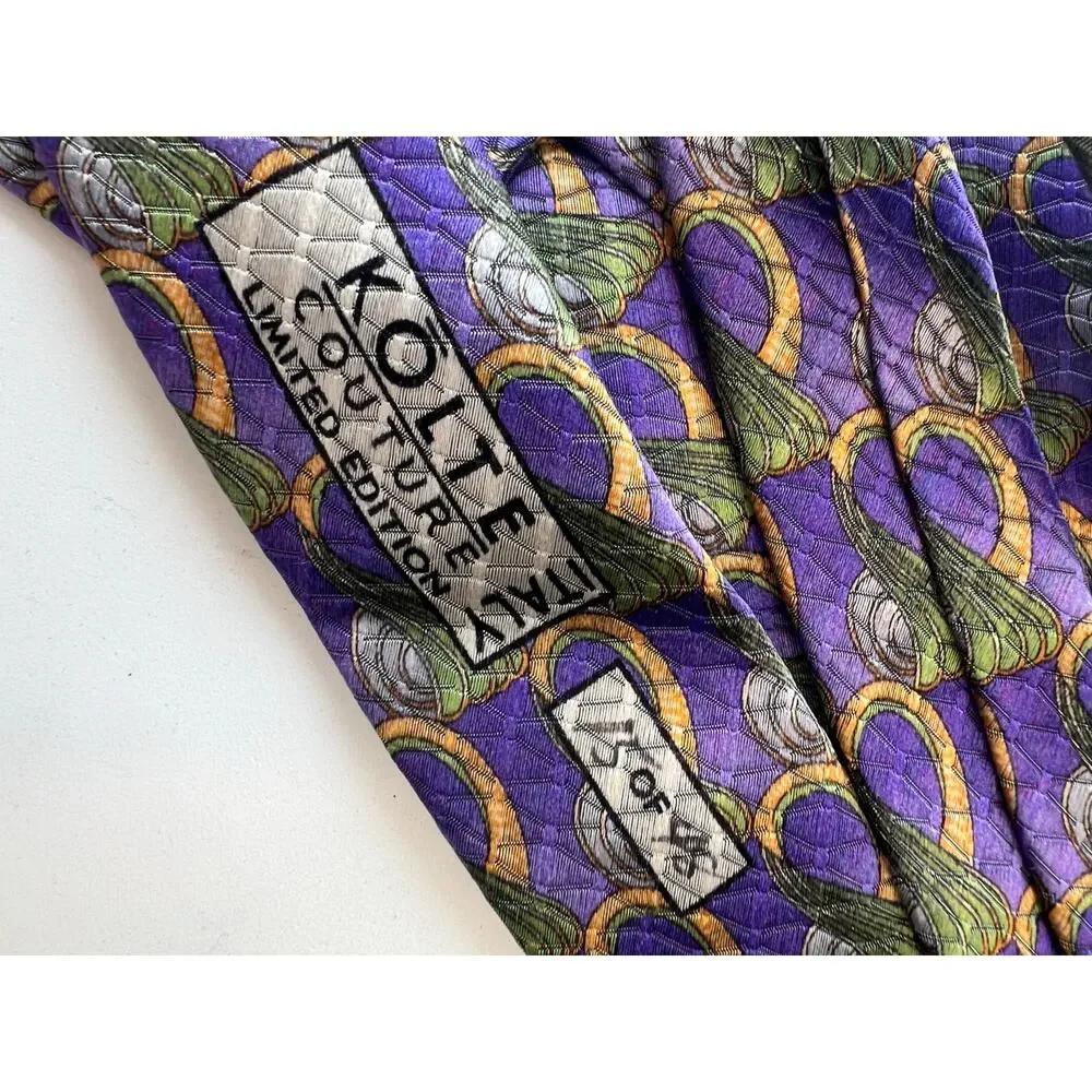 Kolte Couture Italy Limited Edition Silk Men's Neck Tie Purple Green SG